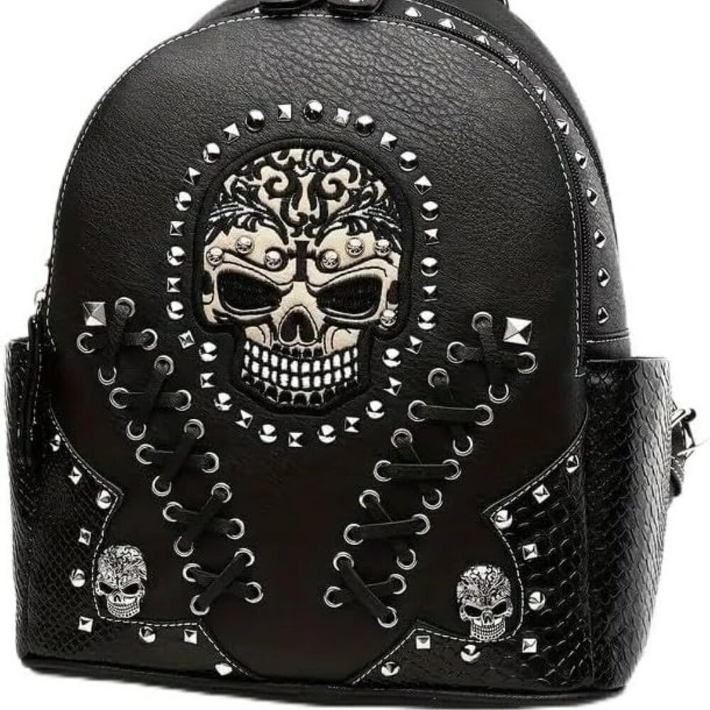 Rivet Stud Biker Backpack with Sugar Skull NWT​